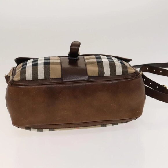 BURBERRY Nova Check Shoulder Bag Canvas Beige Gold Auth BA2533 - Picture 7 of 16